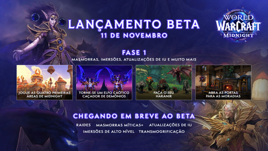 🌙✨ World of Warcraft: Midnight entra em fase Beta em 11 de novembro! ⚔️